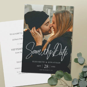 Stijlvolle Moderne Foto Save the Date Wedding Kaar