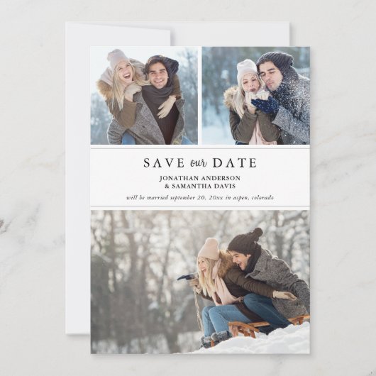 Stijlvolle moderne fotocollage Sla onze datum op Save The Date (Voorkant)