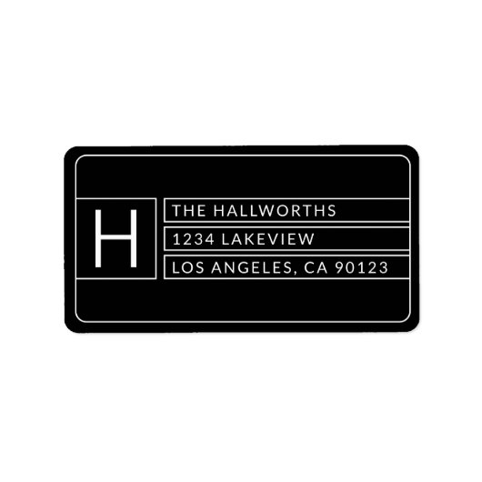 Stijlvolle, moderne geometrisch | Zwart-wit Etiket (Voorkant)