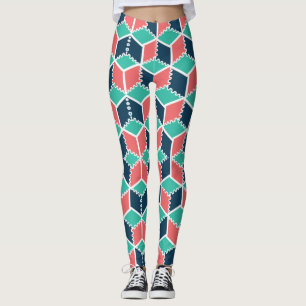 Stijlvolle moderne geometrische kleur kubus leggings