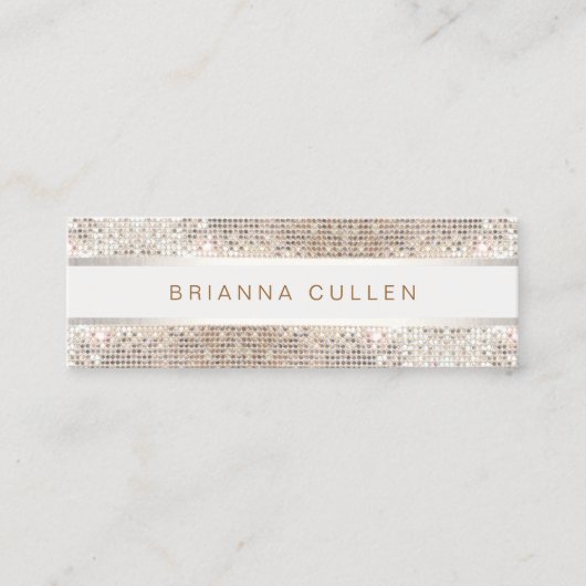 Stijlvolle, moderne, gestripte Silver Sequin Mini Visitekaartje (Voorkant)