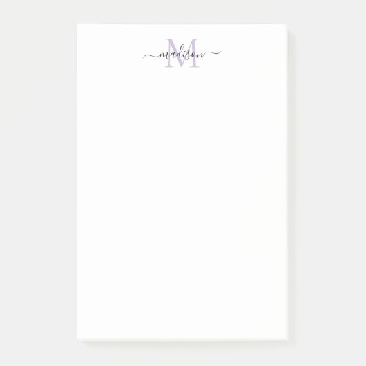 Stijlvolle moderne girly script monogram Paarse pa Post-it® Notes (Voorkant)