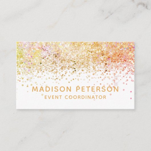 Stijlvolle moderne Glitter Event Coordinator Plann Visitekaartje (Voorkant)