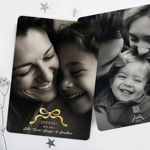 Stijlvolle moderne gouden kerstboog foto folie feestdagenkaart