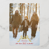 Stijlvolle moderne gouden kerstboog foto folie feestdagenkaart (Voorkant)