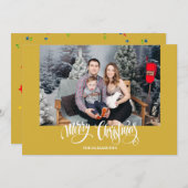 Stijlvolle moderne gouden kerstfoto feestdagenkaart (Voorkant / Achterkant)