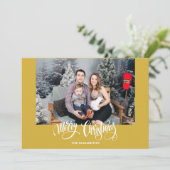 Stijlvolle moderne gouden kerstfoto feestdagenkaart (Staand voorkant)