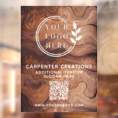 Stijlvolle moderne houten timmerwerk logo QR-code Raamsticker (Vel 2)