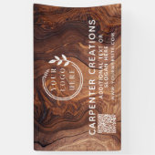 Stijlvolle moderne houten timmerwerk logo QR-code Spandoek (Verticaal)