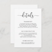 Stijlvolle moderne kalligrafie bruiloft details informatiekaartje (Voorkant / Achterkant)