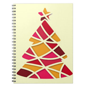 Stijlvolle moderne kerstboom in kunststijl notitieboek
