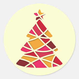 Stijlvolle moderne kerstboom ronde sticker