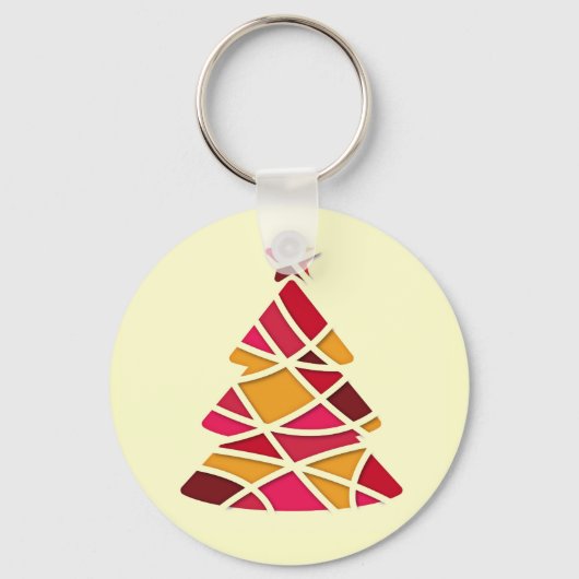 Stijlvolle moderne kerstboom sleutelhanger (Voorkant)