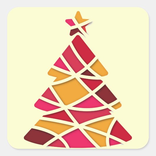 Stijlvolle moderne kerstboom vierkante sticker (Voorkant)