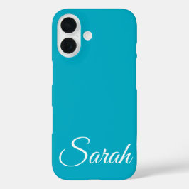 Stijlvolle moderne klassieke aangepaste naam blauw iPhone 16 hoesje