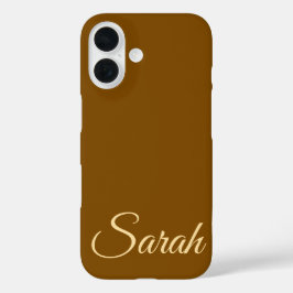 Stijlvolle moderne klassieke aangepaste naam bruin iPhone 16 hoesje