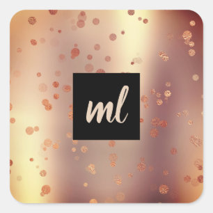 Stijlvolle moderne koperen roze gouden confetti st vierkante sticker