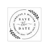 Stijlvolle moderne krans & schattig script bewaar  	rubberstempel (Afrduk)