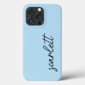 Stijlvolle Moderne Lichtblauwe Monogrammed Script  Case-Mate iPhone Case (Achterkant)