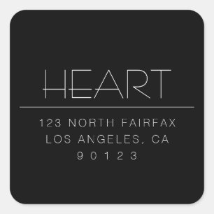 Stijlvolle moderne minimale naam & adres Zwart Vierkante Sticker
