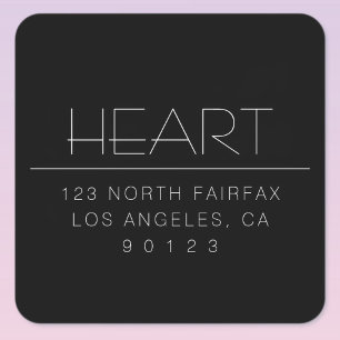 Stijlvolle moderne minimale naam & adres   Zwart Vierkante Sticker