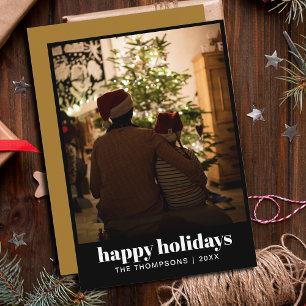 Stijlvolle moderne minimalistische familie foto ke feestdagenkaart