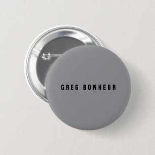 Stijlvolle moderne naam   Grijs & Zwart Ronde Button 5,7 Cm