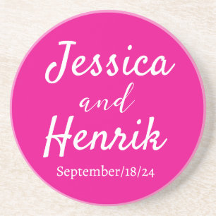 Stijlvolle moderne naam Minimalistische bruiloft r Zandsteen Onderzetter