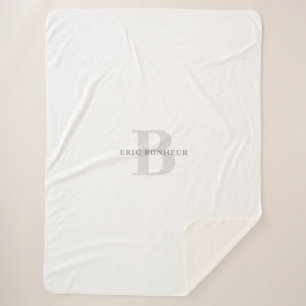 Stijlvolle Moderne Naam & Monogram Sherpa Deken
