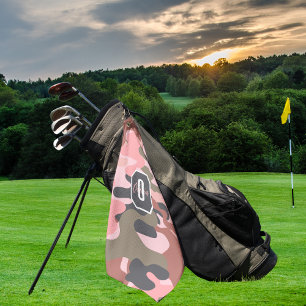 Stijlvolle moderne roze en groene camouflage, pers golfhanddoek