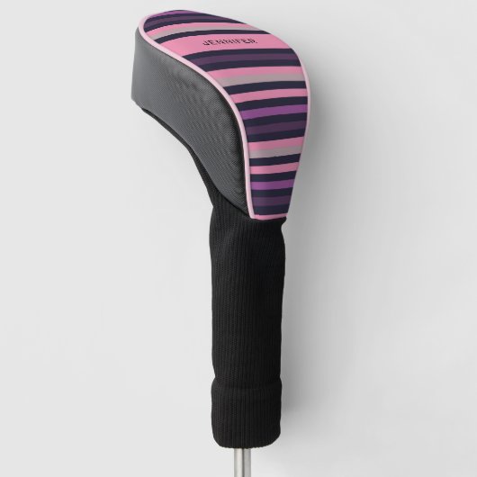 Stijlvolle moderne roze en Paarse streep Golfheadcover (Schuin)