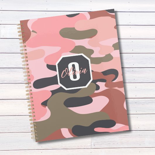 Stijlvolle moderne roze groene camouflage, geperso planner