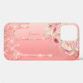 Stijlvolle, moderne roze koraalglitter druipt Case-Mate iPhone case (Achterkant (horizontaal))