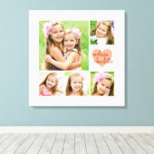 Stijlvolle, moderne roze, persoonlijke foto canvas afdruk (Insitu (Houten vloer))