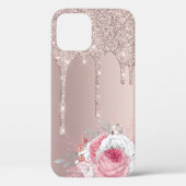 Stijlvolle, moderne roze roos goudglitter druppelt Case-Mate iPhone case (Achterkant)