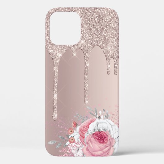 Stijlvolle, moderne roze roos goudglitter druppelt Case-Mate iPhone case (Achterkant)