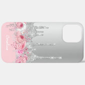 Stijlvolle, moderne roze zilveren glitter druppelt Case-Mate iPhone case (Achterkant (horizontaal))