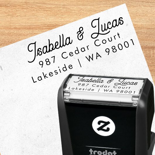 Stijlvolle moderne script retouradres stempel