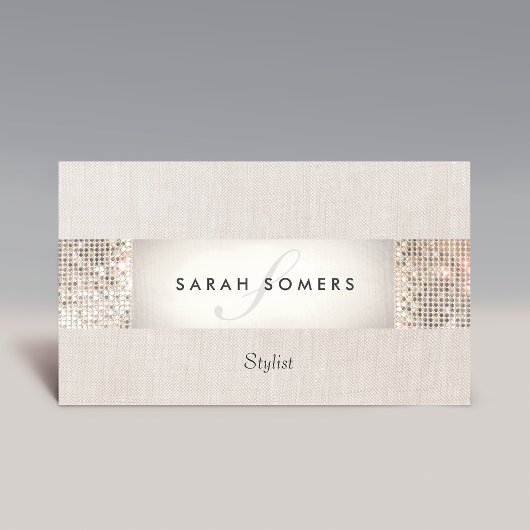 Stijlvolle moderne Silver Sequin Monogram Beauty Visitekaartje