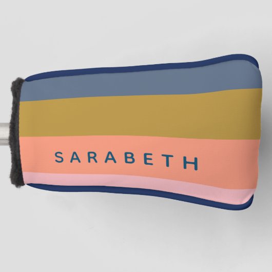 Stijlvolle moderne strepen mooie aardetinten op ma golfheadcover (Voorkant)
