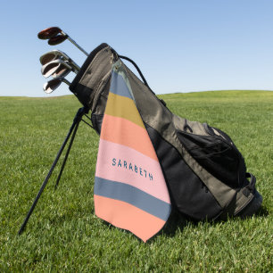 Stijlvolle Moderne Strepen Mooie Aardetinten Perso Golfhanddoek