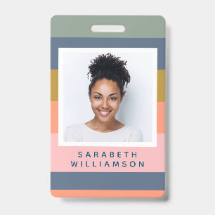 Stijlvolle Moderne Strepen Mooie Aardse Naam Foto Badge