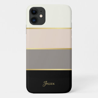Stijlvolle moderne strepen patroon met naam iPhone 11 hoesje