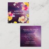 Stijlvolle, moderne Waterverf bloemen botanisch Vierkante Visitekaartje (Voorkant / Achterkant)