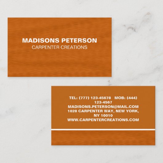Stijlvolle moderne Wooden Carpentry-constructie Visitekaartje (Voorkant / Achterkant)
