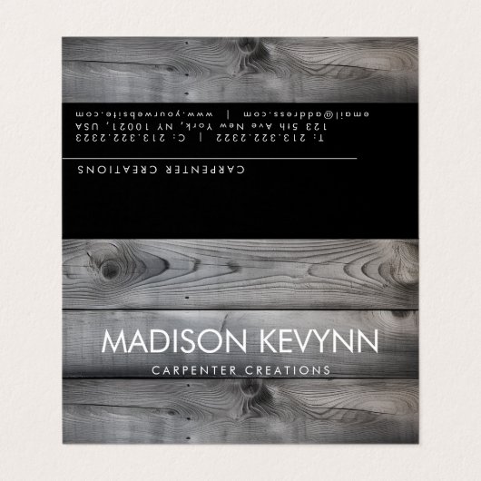 Stijlvolle moderne Wooden Carpentry-constructie Visitekaartjes (Buitenkant ongevouwen)