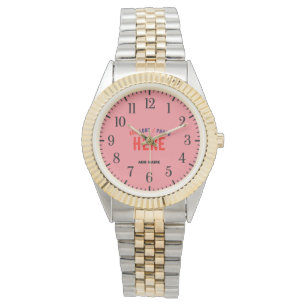 STIJLVOLLE MODERNE ZILVERACHTIGE GOUDEN ZALM ROZE  HORLOGE