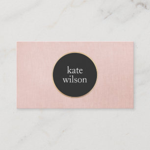 Stijlvolle moderne zwarte cirkel blush roze linnen visitekaartje