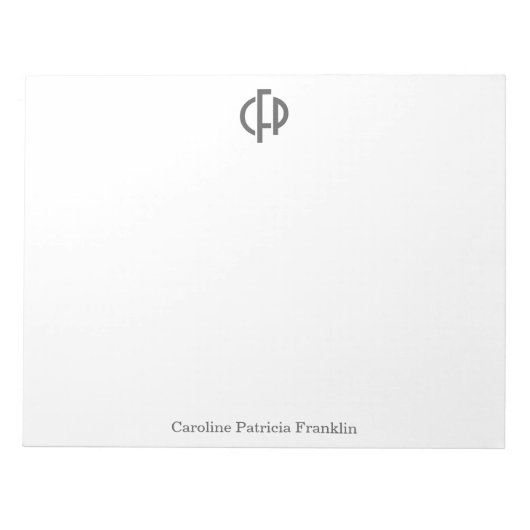 Stijlvolle moderne zwarte geometrische monogram In Notitieblok (Voorkant)