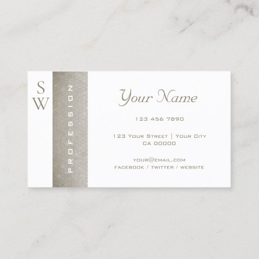 Stijlvolle moeder van Parelwijn en wit met monogra Visitekaartje (Achterkant)